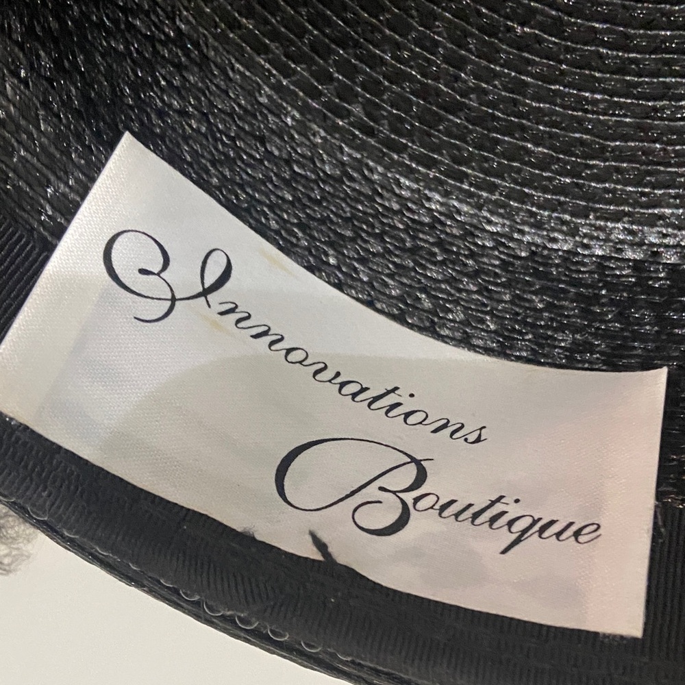 Black Decorative Ladies Dress Hat with Rhinestone Bow - Picture 8 of 8